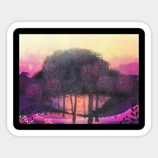 Pink Sunset Forest Sticker